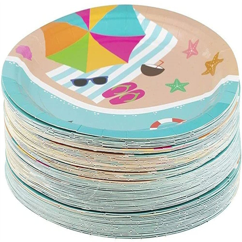 slai 80Count Paper Plates, Summer Beach Party Supplies For Appetizer